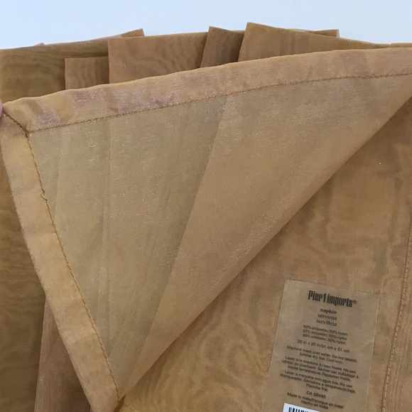 PIER 1 Napkins Sheer Gold Set of 8 - Picture 4 of 10